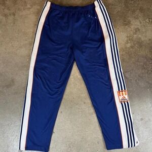 Vintage 80s rip off Adidas navy track pants with orange stripes